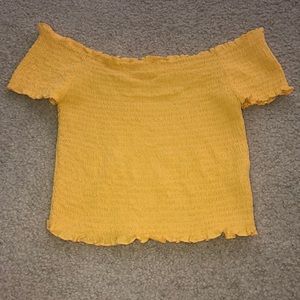 Pacsun Yellow Off the Shoulder Crop Top